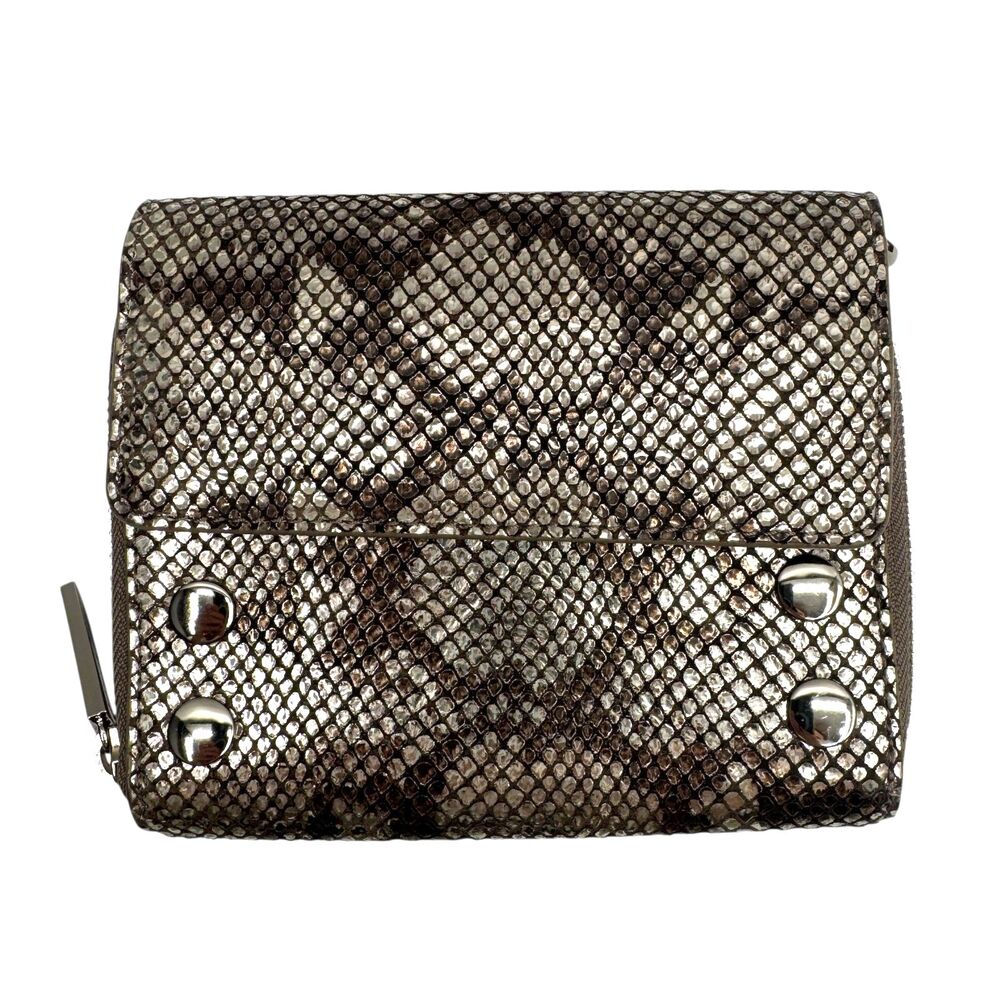 Hammitt Lucas Metallic Snakeskin Wallet Crossbody Clutch Silver - Picture 11 of 16